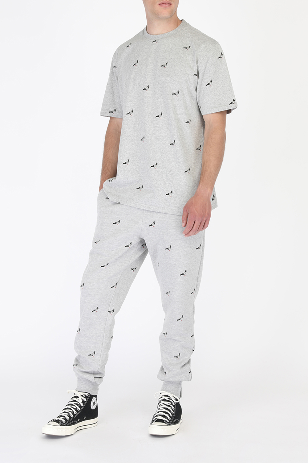 All Over Pigeon Tee in Grey